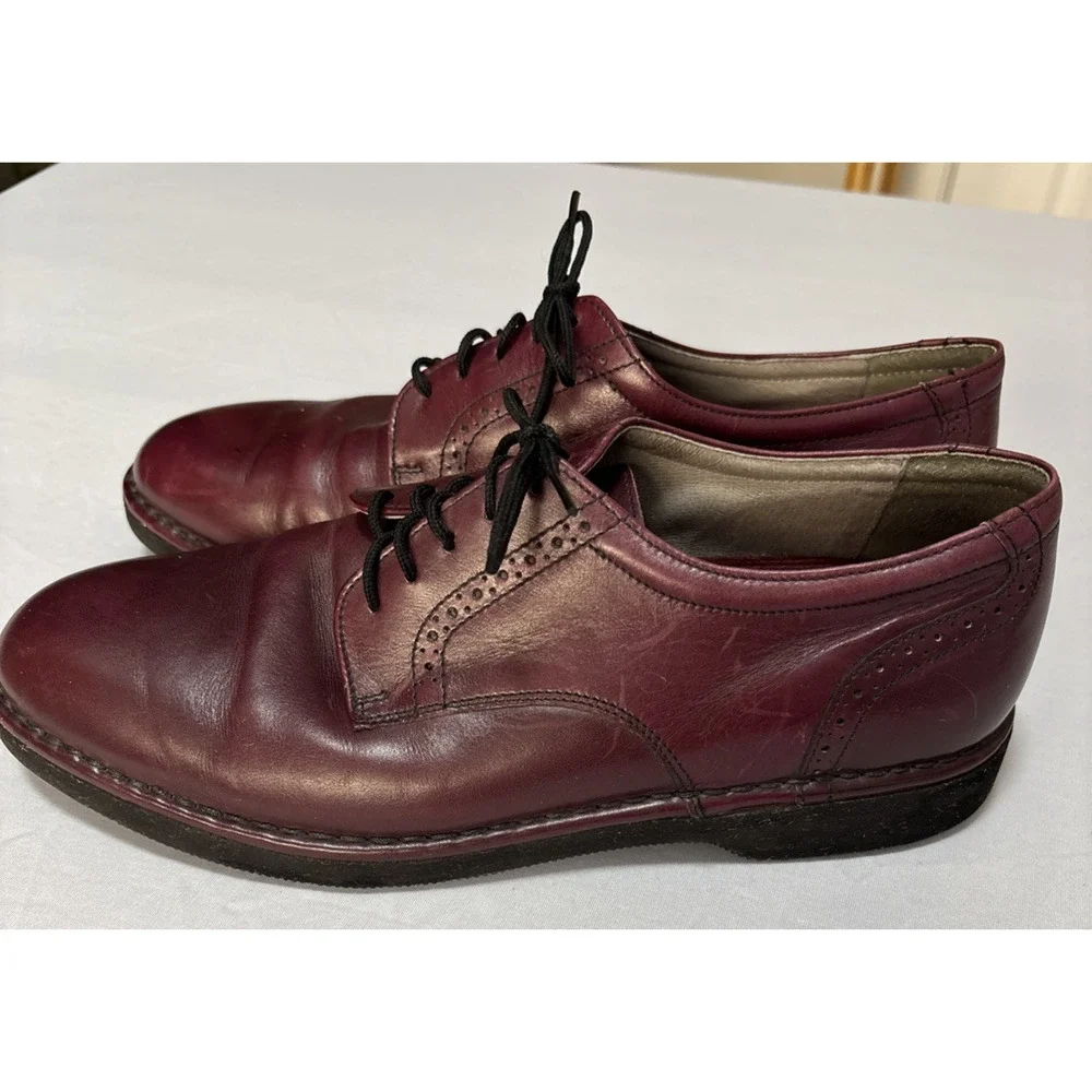 Vintage Mens 8.5 W DresSports Rockport Maroon Leather Oxford Dress Shoes Classic